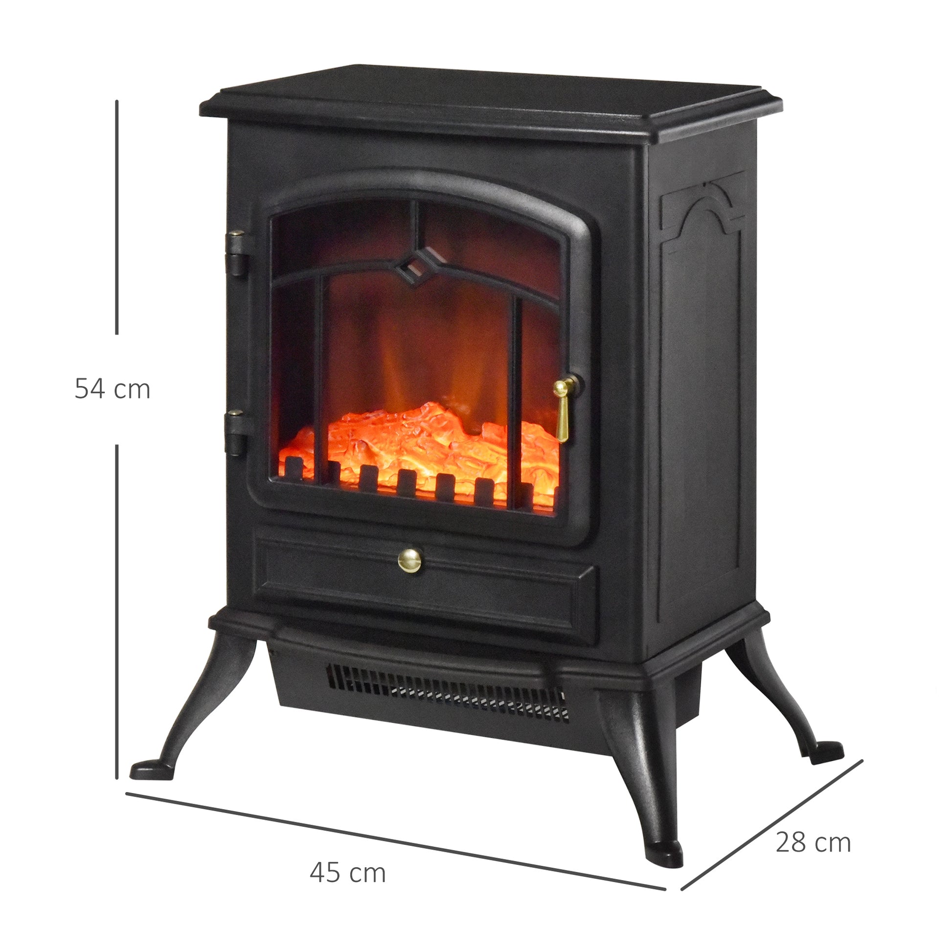 Cheminée électrique à Effet de Flamme poêle Style rétro Thermostat 1000/2000 W Anti surchauffe Noir