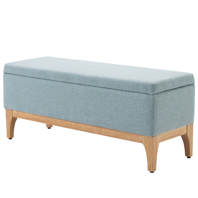 Banc de rangement, coffre de rangement avec couvercle amovible style scandinave, bout de lit en tissu lin, 110 x 39 x 45 cm, vert clair