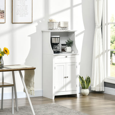 Meuble armoire micro-ondes pour cuisine avec 1 tiroir, 2 Portes 60 x 40 x 122,5 cm - MDF - Blanc