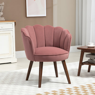 Fauteuil Coquillage Fauteuil de Salon Chambre avec Dossier et Coussin Aspect Velours Pieds en Bois hévéa 66L x