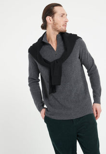 Pull col camionneur homme en cachemire gris anthracite - ZACH 2
