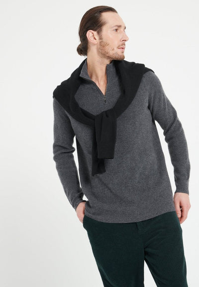 Pull col camionneur homme en cachemire gris anthracite - ZACH 2