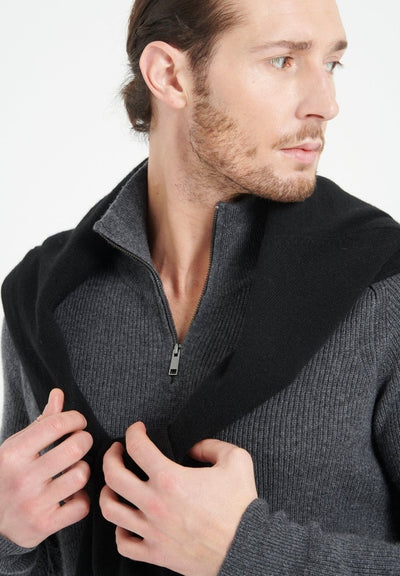 Pull col camionneur homme en cachemire gris anthracite - ZACH 2