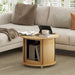 Table basse ronde table de salon en bambou avec rangement caché et porte coulissante, dim. Ø 60 x 45H cm, bois naturel Aosom