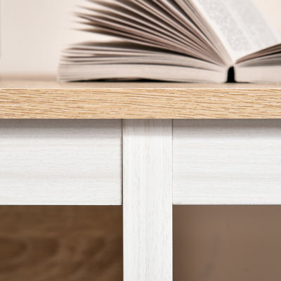 Bureau Informatique multimédia dim. 110L x 48l x 76H cm 2 étagères latérales MDF E1 chêne Clair Blanc