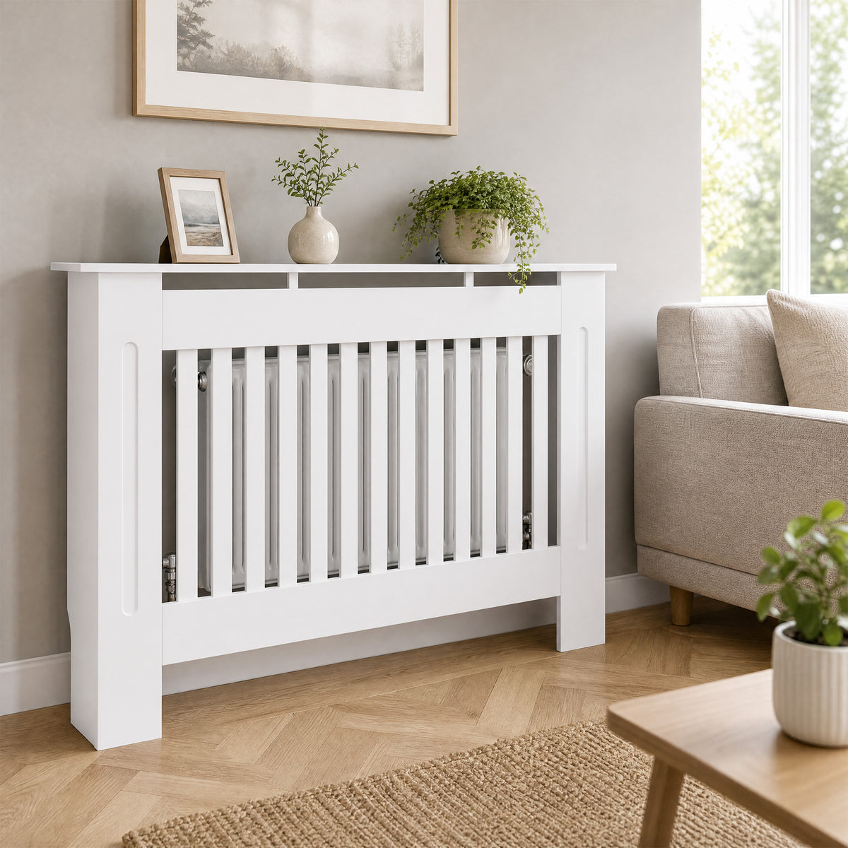 Cache-radiateur couverture radiateur Design couverture radiateur Panneau Cabinet 112L x 19l x 81H cm MDF Blanc